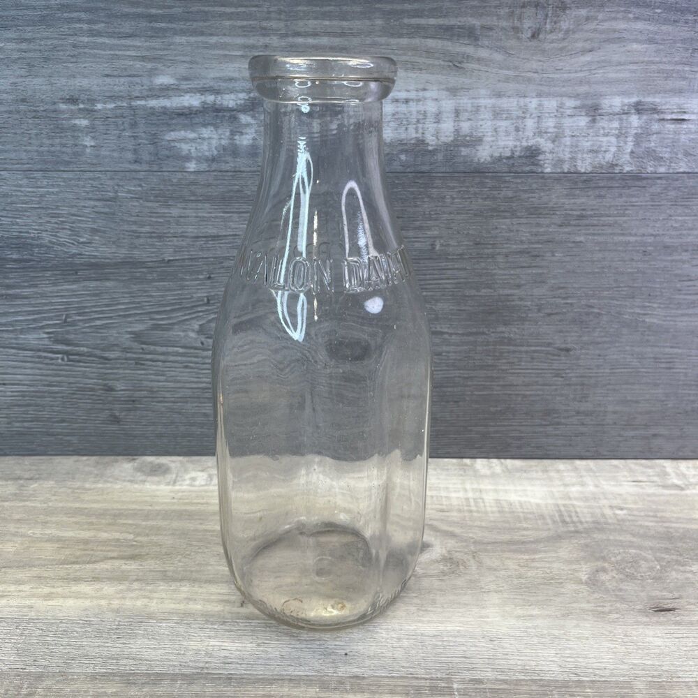 USA Clear Glass One Quart Milk Bottle Avalon Dairies Dairy Container Jar Vintage